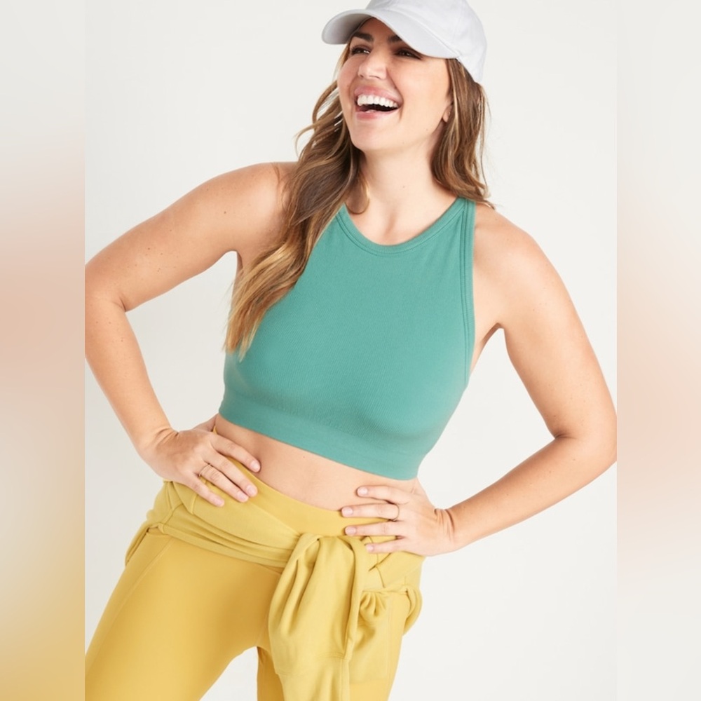 Old Navy Women's Light Support Seamless Rib-Knit Longline Sports Bra XL New